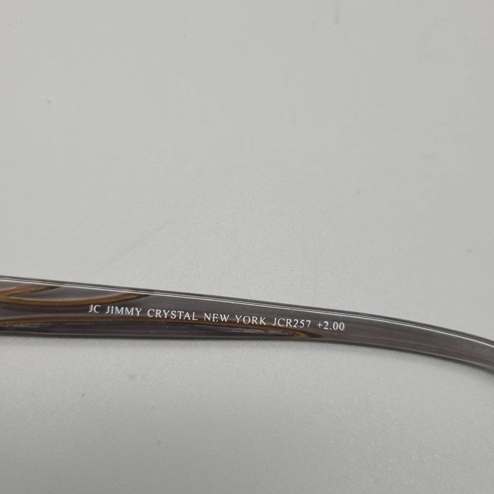 Jimmy Crystal New York Swarovski Reading Glasses JCR257 +2.00 Smoke Gold Black